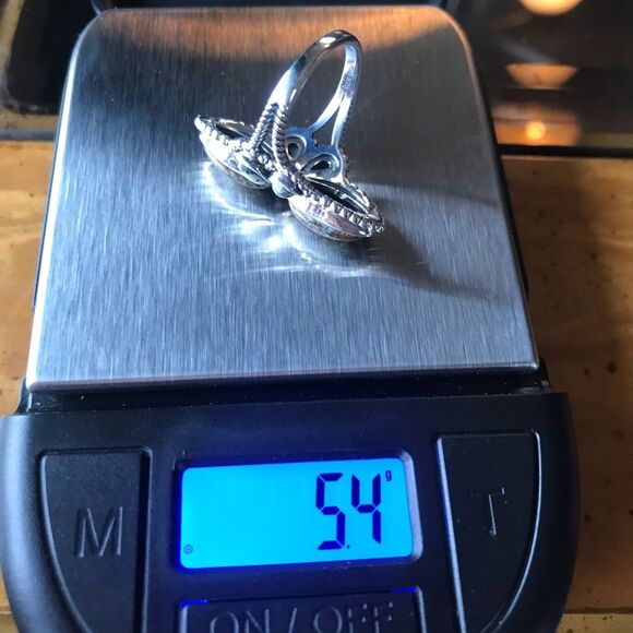 White Buffalo Blue Turquoise Sterling Silver Ring Size 6 - Picture 3 of 10